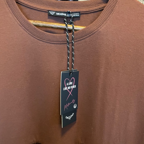 NWT! THREADBARE maternity brown long sleeve  smock t-shirt dress 8 - Picture 6 of 9